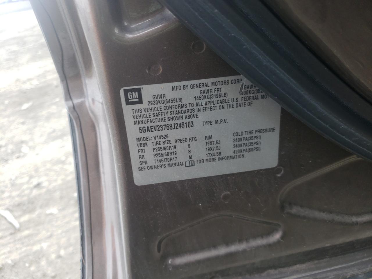 Photo 10 from auction – 2008 BUICK ENCLAVE CX with VIN 5GAEV23768J246103