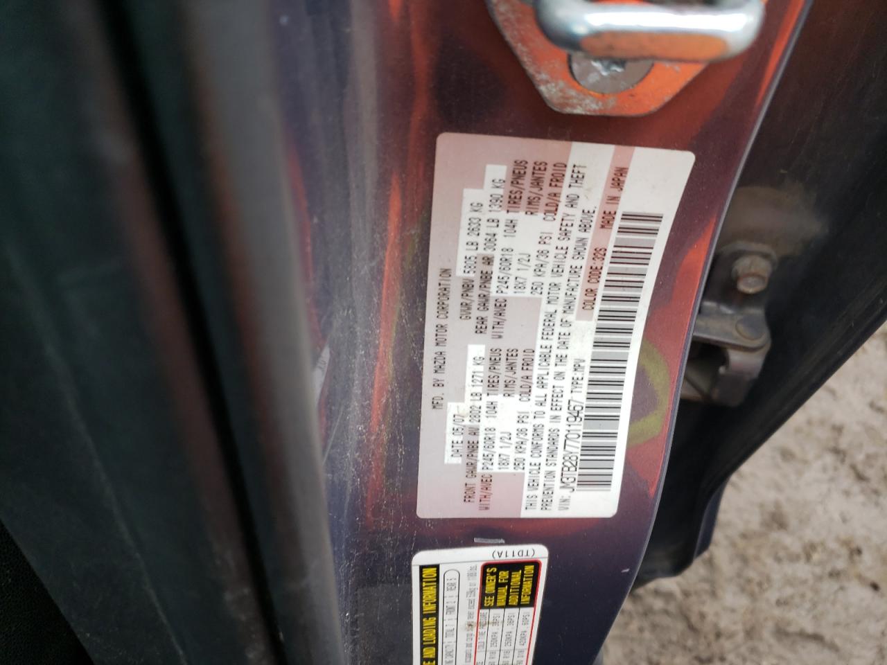 Photo 10 from auction – 2007 MAZDA CX-9 with VIN JM3TB28Y770119467