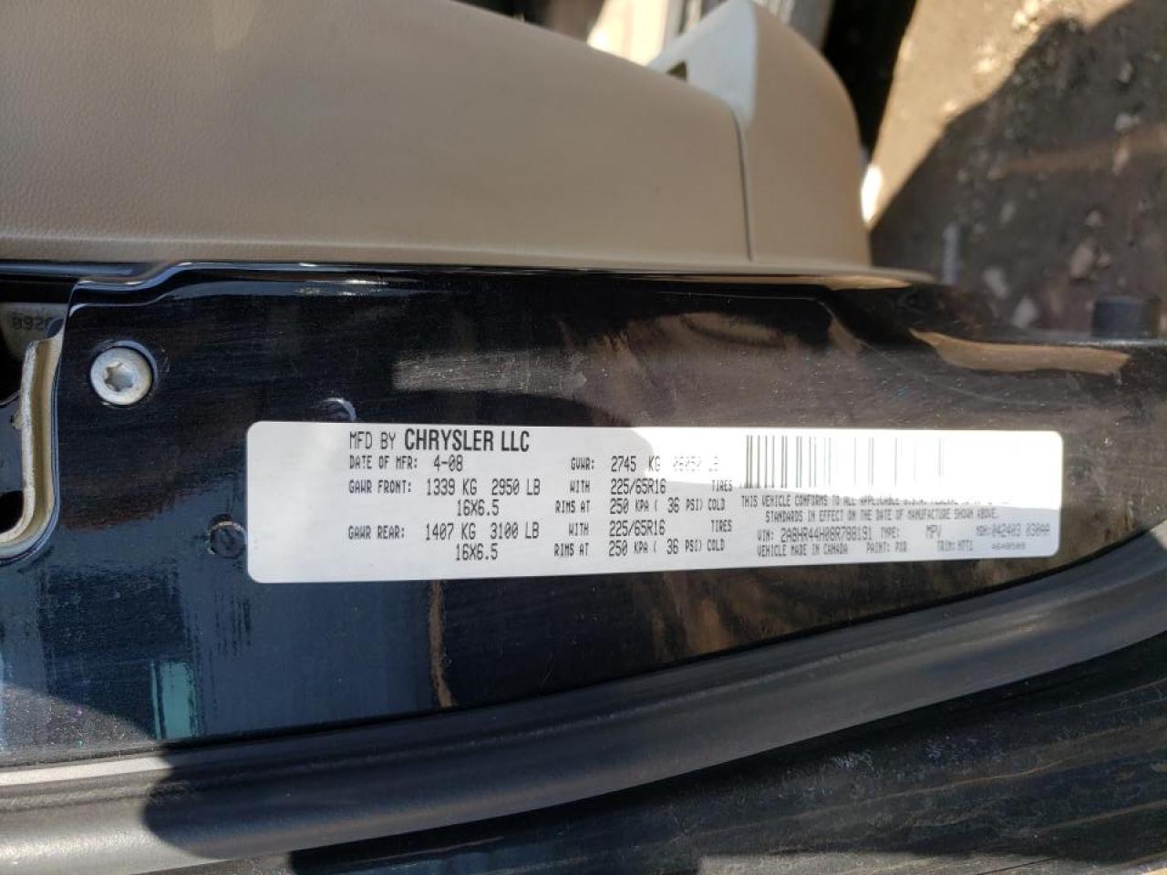 Photo 10 from auction – 2008 CHRYSLER TOWN & COU with VIN 2A8HR44H08R788191