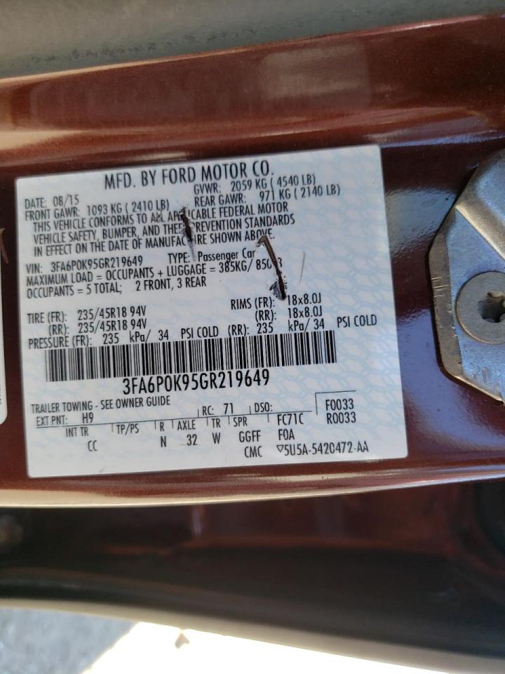 Photo 10 from auction – 2016 FORD FUSION TIT with VIN 3FA6P0K95GR219649