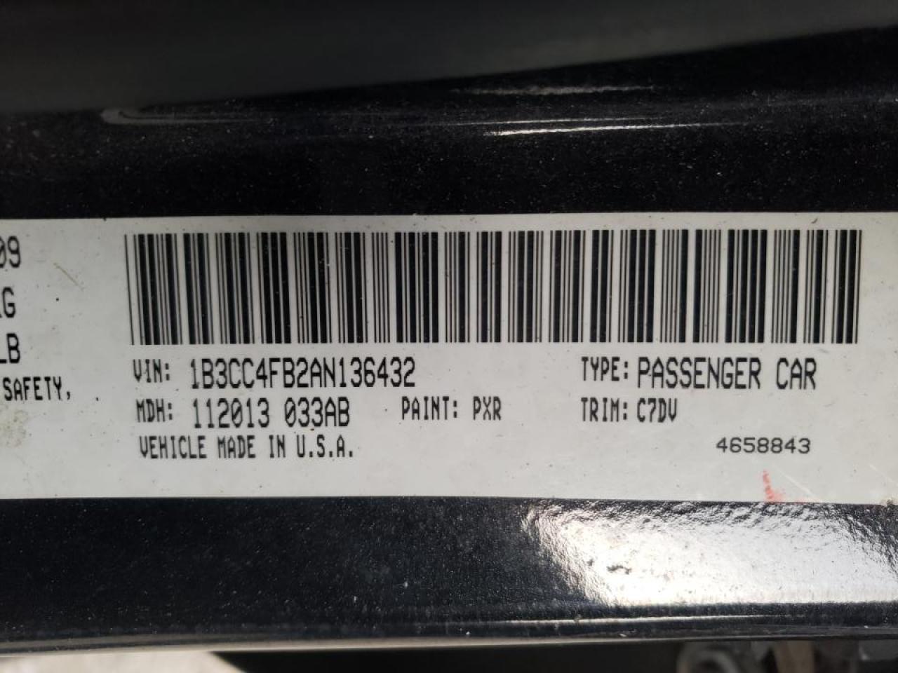 Photo 10 from auction – 2010 DODGE AVENGER SX with VIN 1B3CC4FB2AN136432
