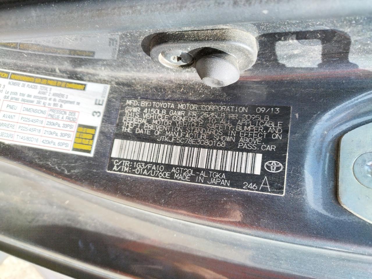 Photo 10 from auction – 2014 TOYOTA SCION TC with VIN JTKJF5C78E3080168