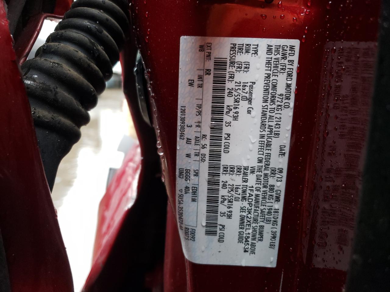 Photo 10 from auction – 2014 FORD FOCUS SE with VIN 1FADP3K2XEL184534