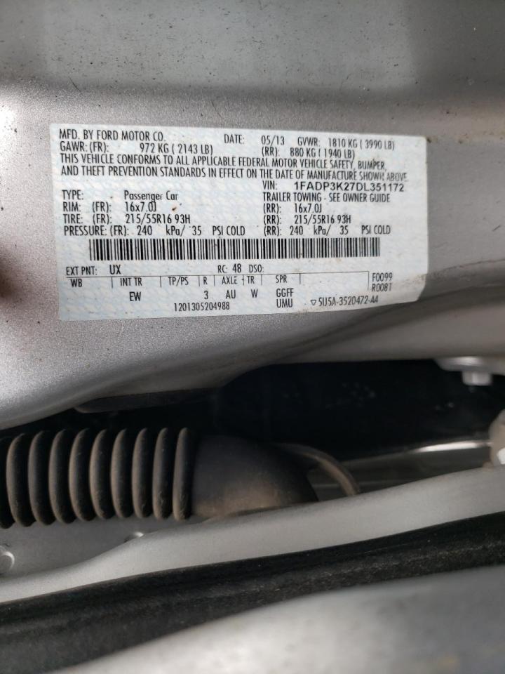Photo 10 from auction – 2013 FORD FOCUS SE with VIN 1FADP3K27DL351172