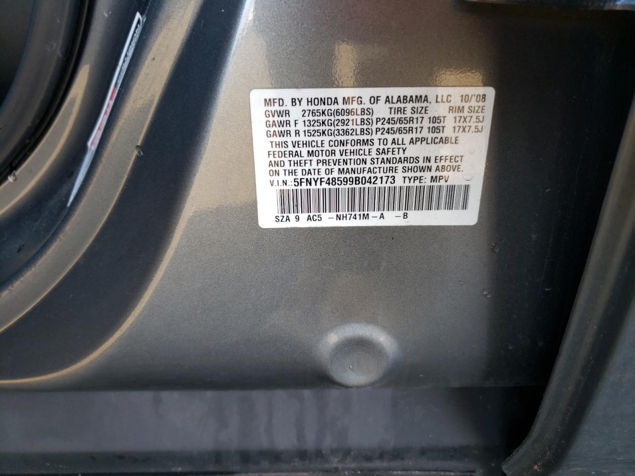 Zdjęcie 10 z aukcji – 2009 HONDA PILOT EXL z VIN 5FNYF48599B042173