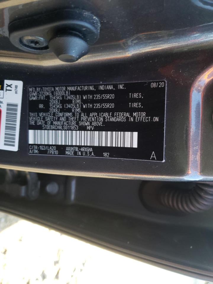 Photo 10 from auction – 2020 TOYOTA HIGHLANDER with VIN 5TDEBRCH8LS011853