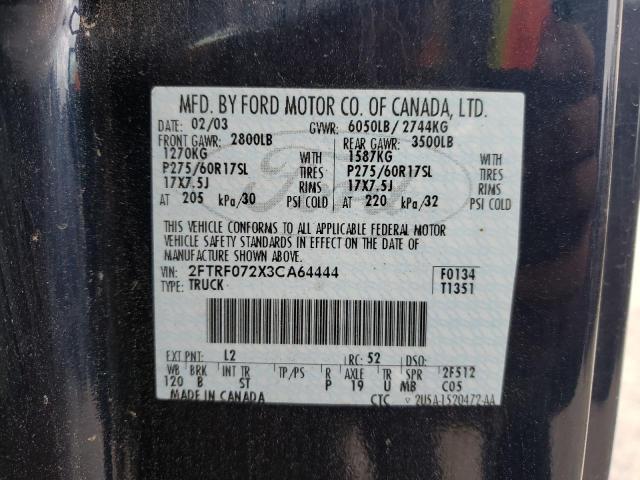 Photo 10 from auction – 2003 FORD F150 with VIN 2FTRF072X3CA64444