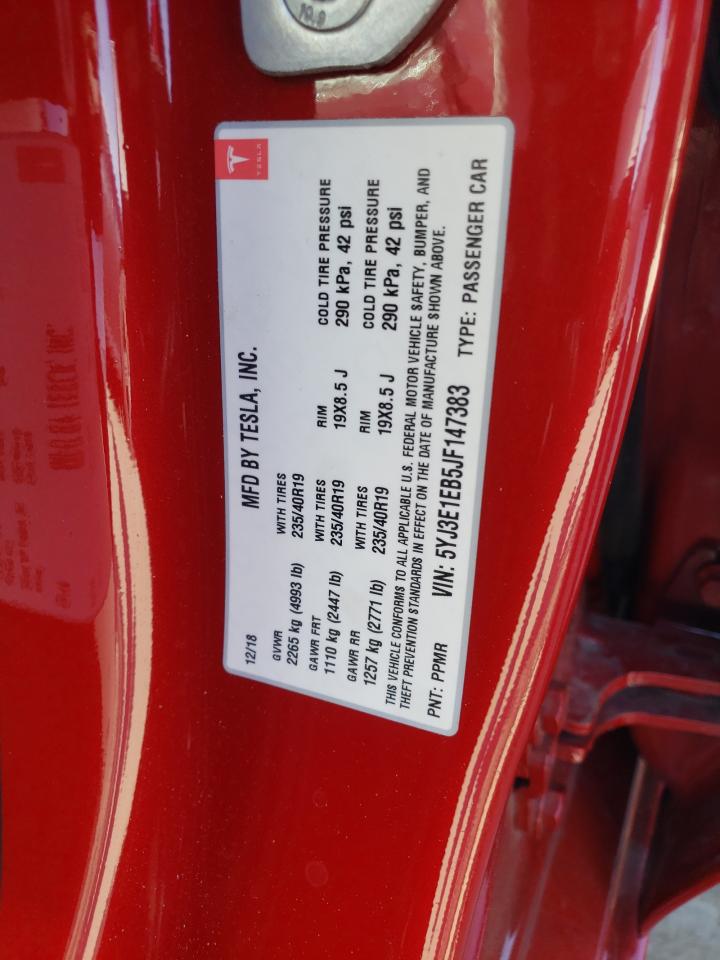 Photo 10 from auction – 2018 TESLA MODEL 3 with VIN 5YJ3E1EB5JF147383