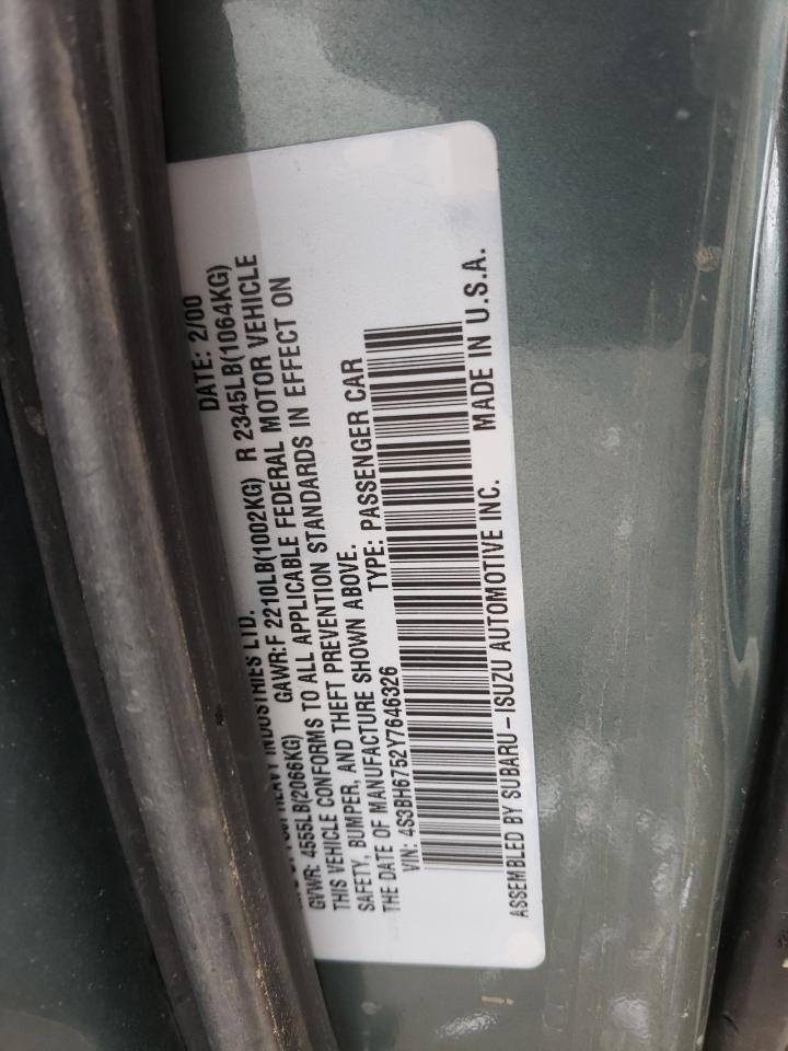 Photo 10 from auction – 2000 SUBARU LEGACY OUT with VIN 4S3BH6752Y7646326