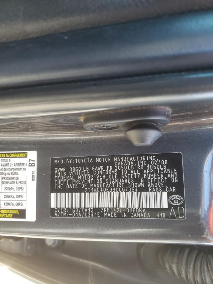 Photo 10 from auction – 2009 TOYOTA COROLLA MA with VIN 2T1KU40E99C007354