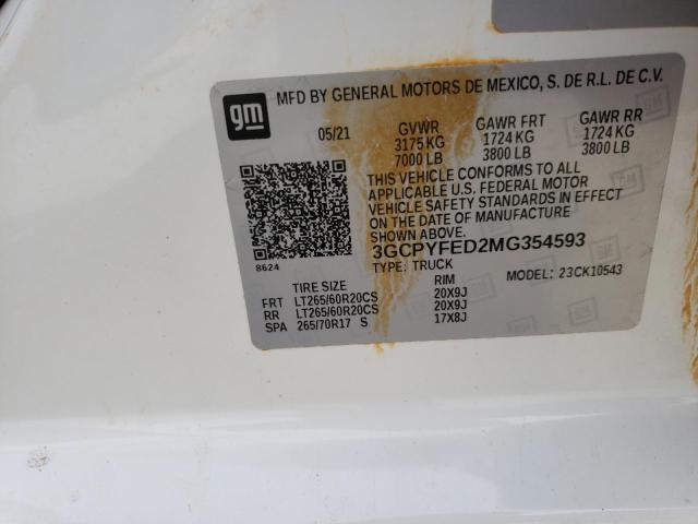 Photo 10 from auction – 2021 CHEVROLET silverado with VIN 3GCPYFED2MG354593