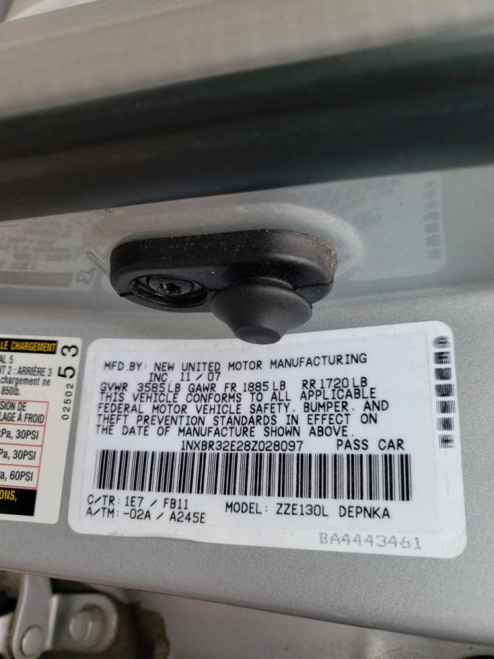 Photo 10 from auction – 2008 TOYOTA COROLLA with VIN 1NXBR32E28Z028097