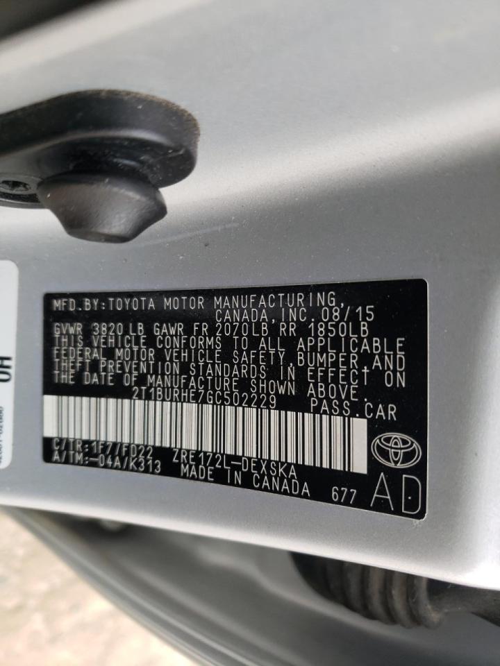 Photo 10 from auction – 2016 TOYOTA COROLLA L with VIN 2T1BURHE7GC502229
