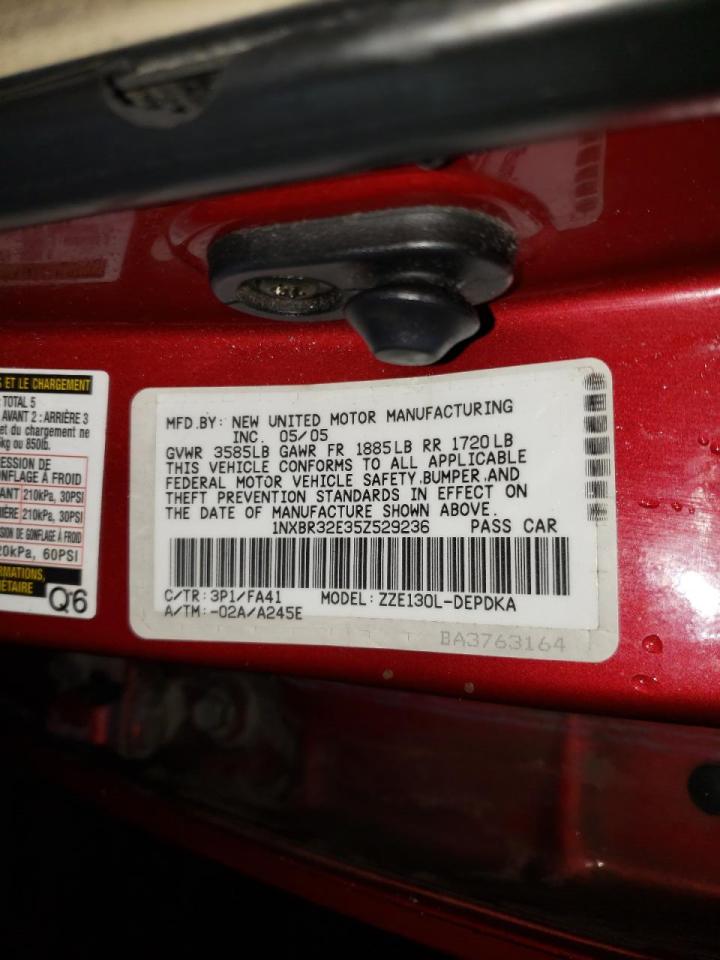 Photo 10 from auction – 2005 TOYOTA COROLLA CE with VIN 1NXBR32E35Z529236