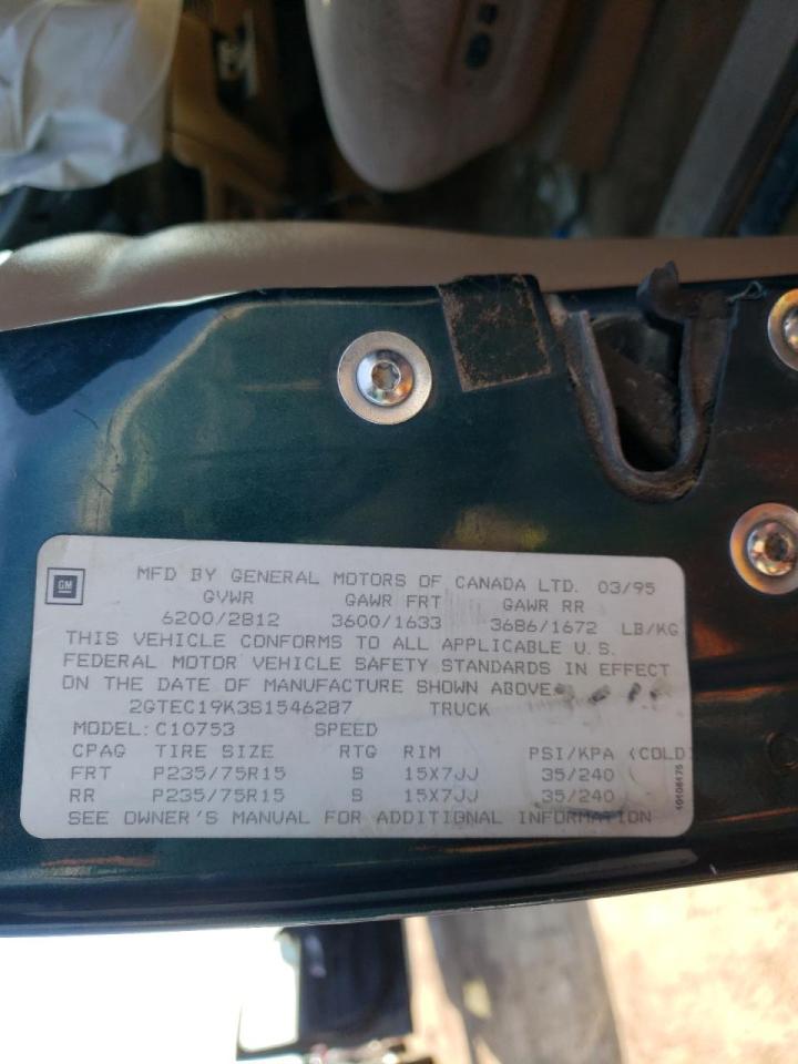 Photo 10 from auction – 1995 GMC SIERRA C15 with VIN 2GTEC19K3S1546287