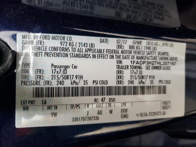 Foto 10 de la subasta – 2017 FORD FOCUS SEL con VIN 1FADP3H27HL307167