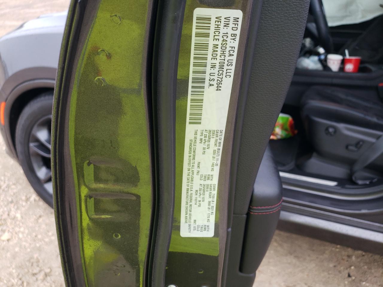 Photo 10 from auction – 2021 DODGE DURANGO R/ with VIN 1C4SDHCT0MC572644