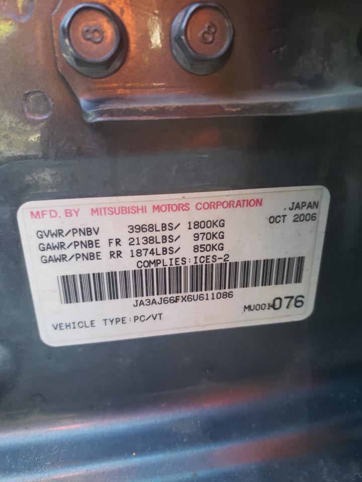 Photo 10 from auction – 2006 MITSUBISHI LANCER RAL with VIN JA3AJ66FX6U611086