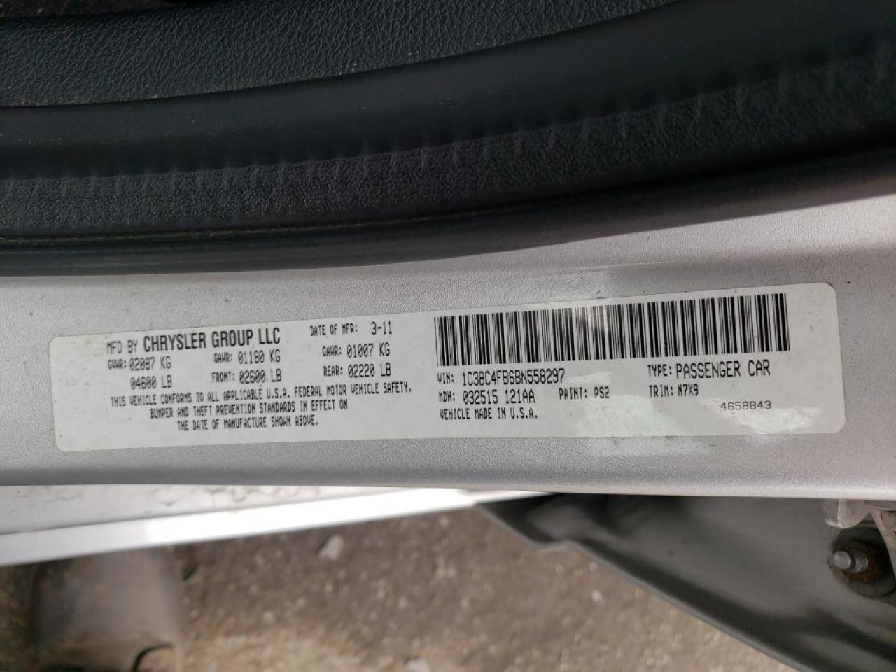 Photo 10 from auction – 2011 CHRYSLER 200 LX with VIN 1C3BC4FB6BN558297