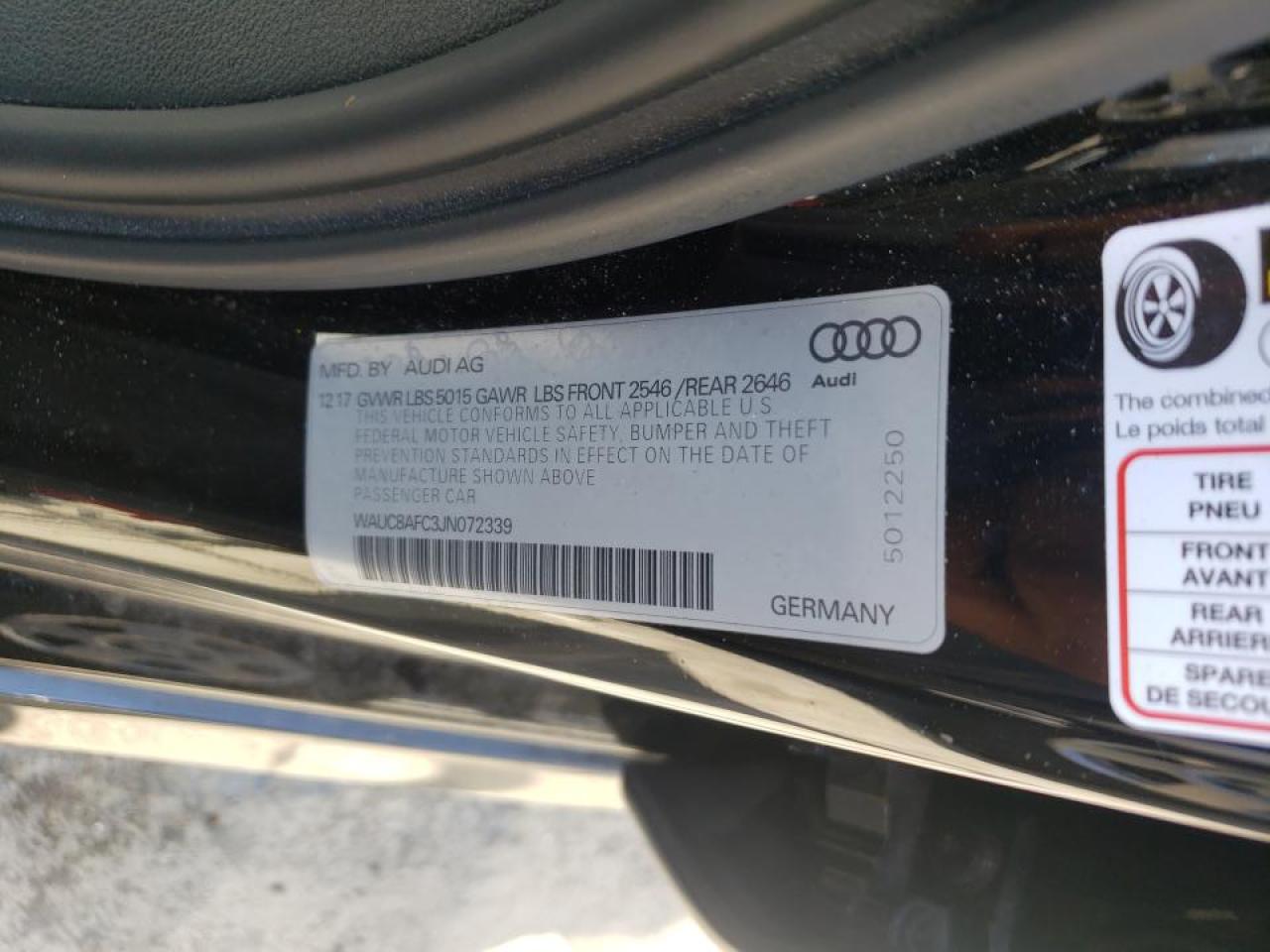 Photo 10 from auction – 2018 AUDI A6 PREMIUM with VIN WAUC8AFC3JN072339