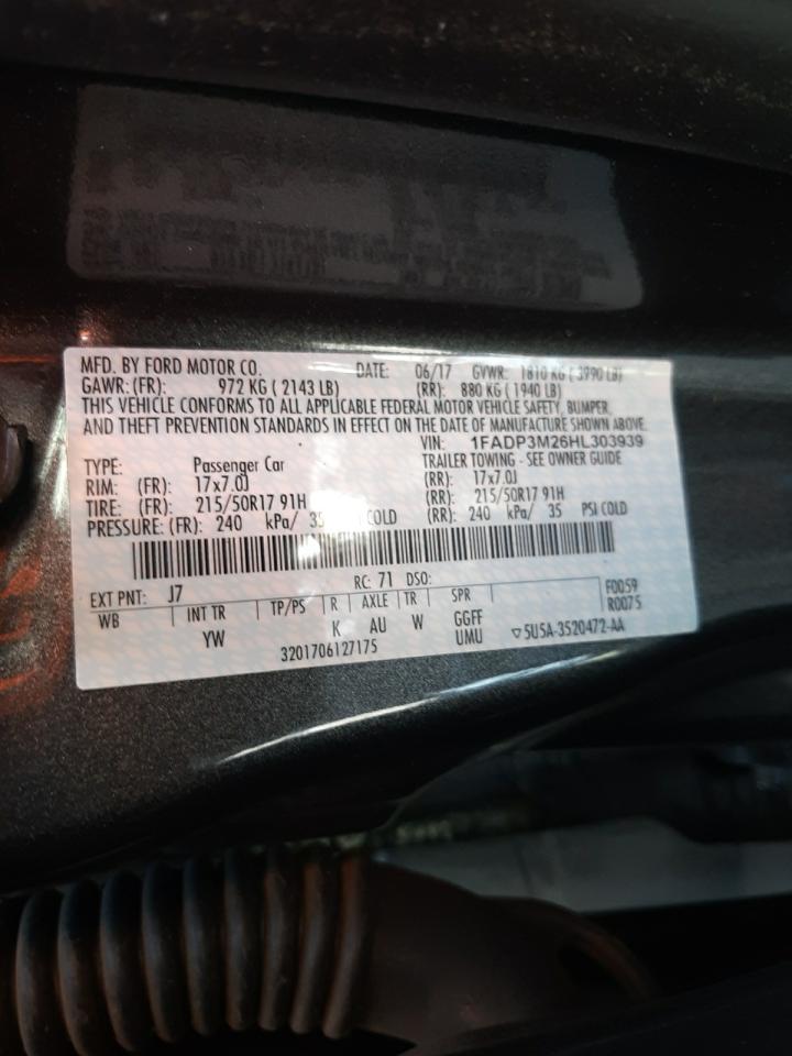 Photo 10 from auction – 2017 FORD FOCUS SEL with VIN 1FADP3M26HL303939