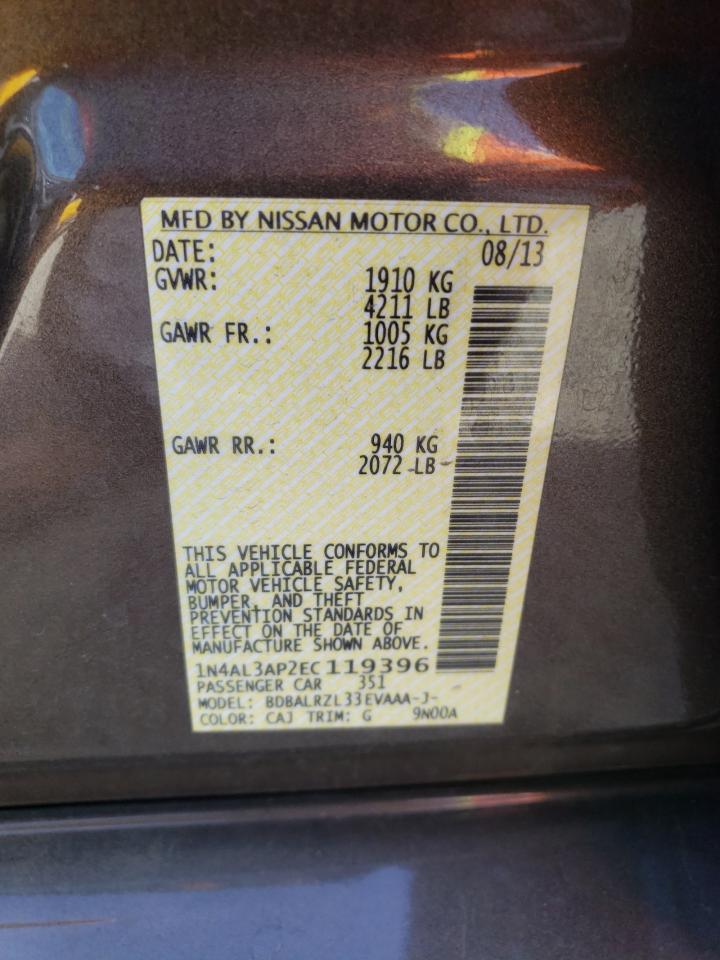 Photo 10 from auction – 2014 NISSAN ALTIMA 2.5 with VIN 1N4AL3AP2EC119396