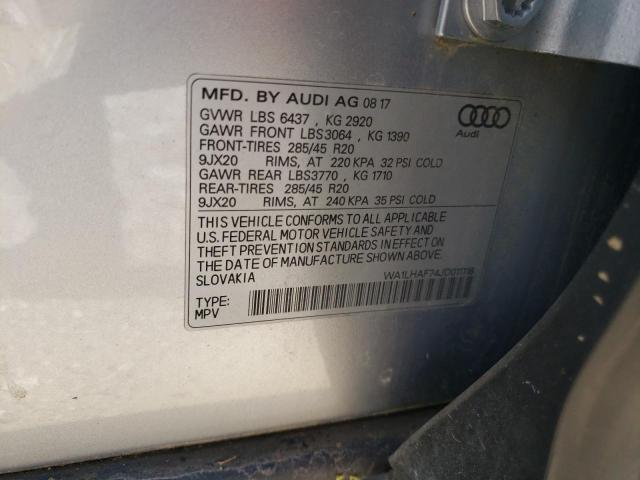 Photo 10 from auction – 2018 AUDI Q7 PREMIUM with VIN WA1LHAF74JD011118