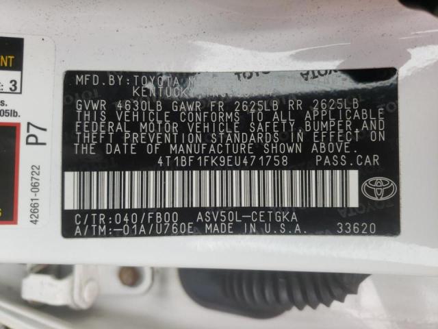 Photo 10 from auction – 2014 TOYOTA CAMRY L with VIN 4T1BF1FK9EU471758