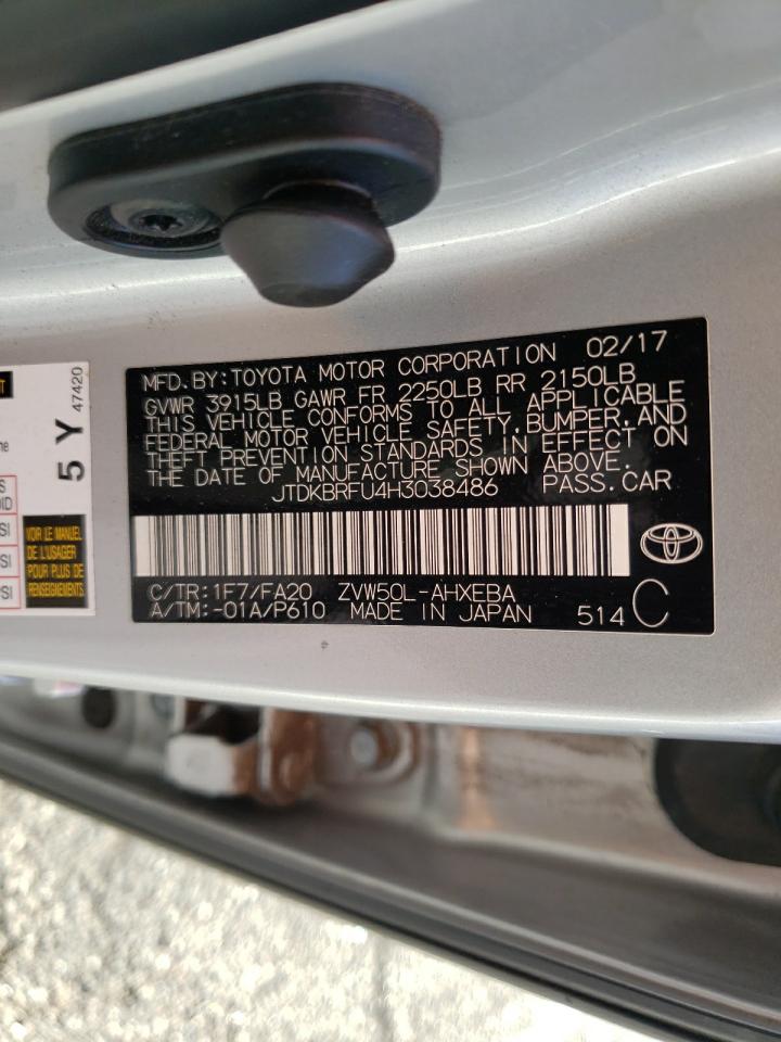 Photo 10 from auction – 2017 TOYOTA PRIUS with VIN JTDKBRFU4H3038486