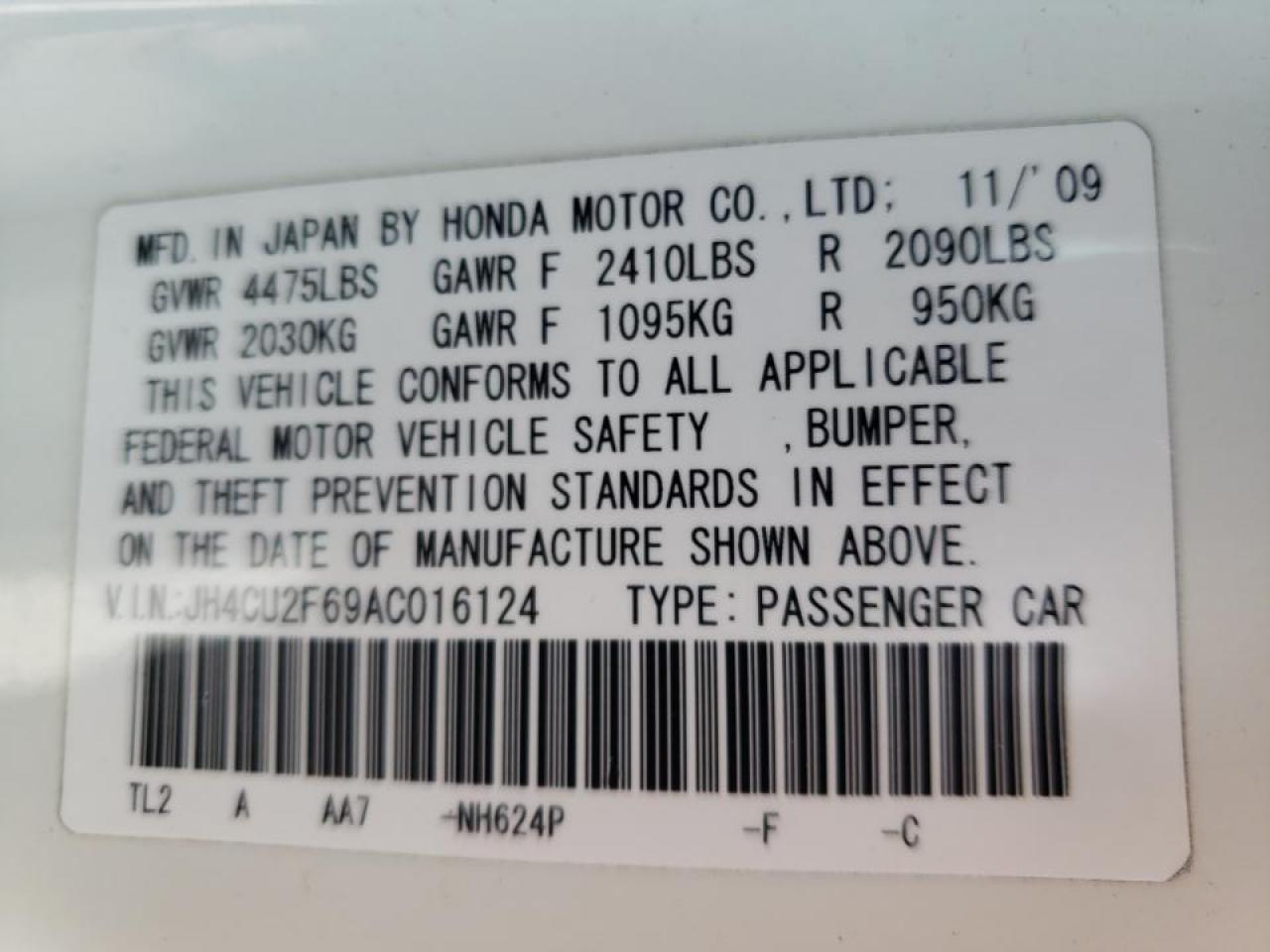 Photo 10 from auction – 2010 ACURA TSX with VIN JH4CU2F69AC016124