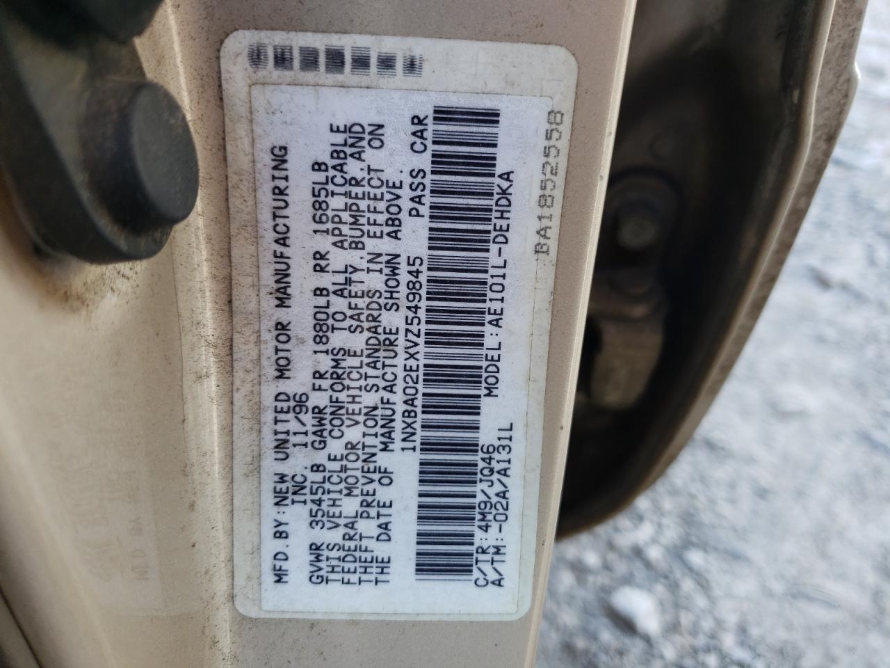 Photo 10 from auction – 1997 TOYOTA COROLLA BA with VIN 1NXBA02EXVZ549845