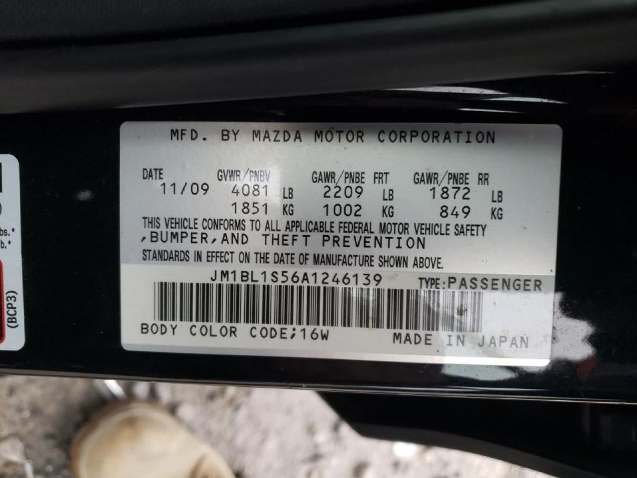 Photo 10 from auction – 2010 MAZDA 3 S with VIN JM1BL1S56A1246139