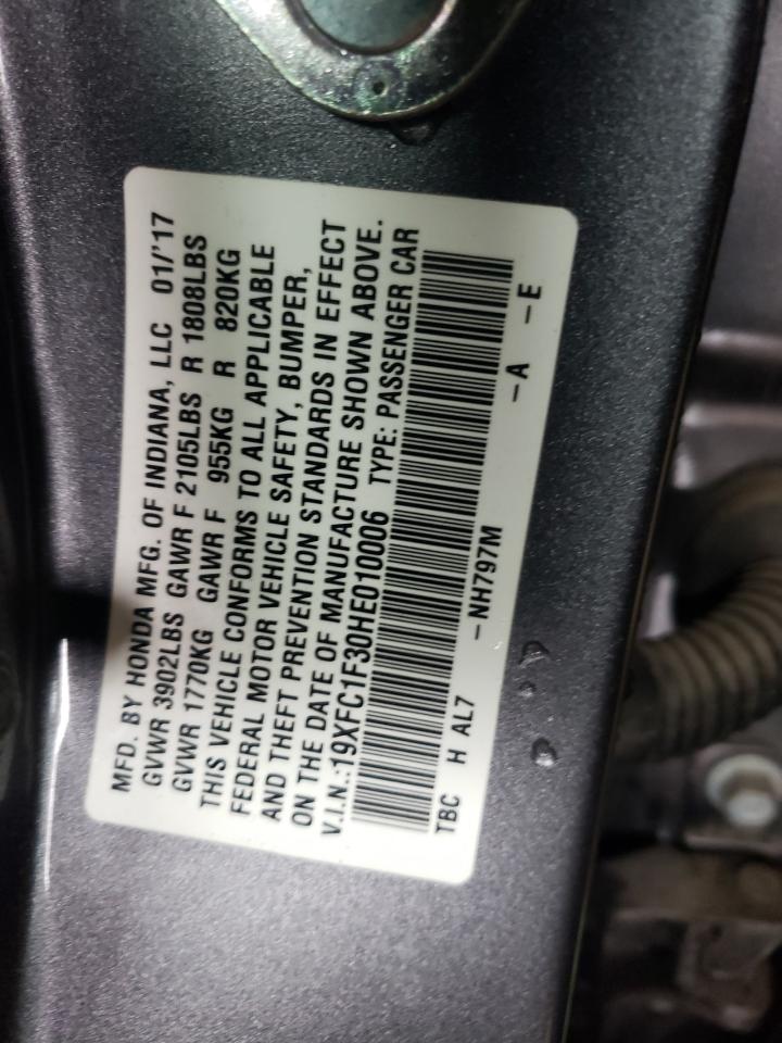 Photo 10 from auction – 2017 HONDA CIVIC EX with VIN 19XFC1F30HE010006