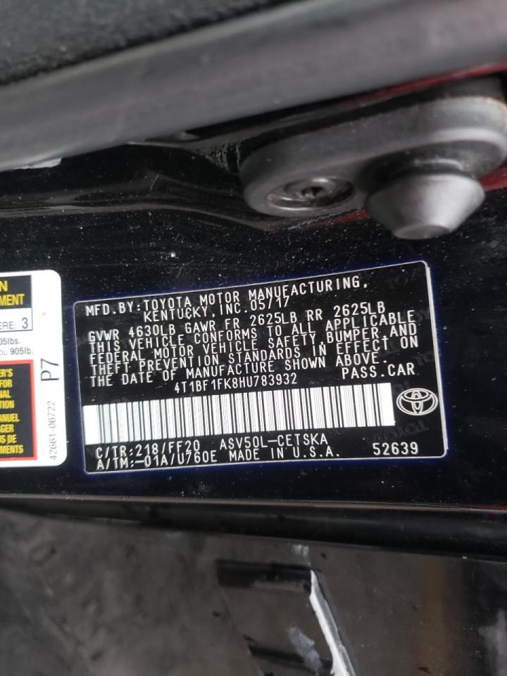 Photo 10 from auction – 2017 TOYOTA CAMRY LE with VIN 4T1BF1FK8HU783932