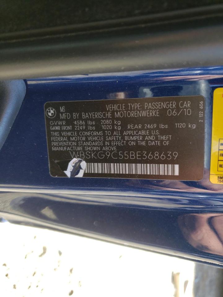 Photo 10 from auction – 2011 BMW M3 with VIN WBSKG9C55BE368639
