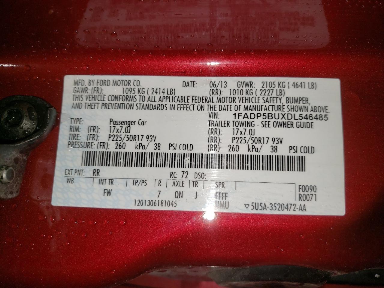 Photo 10 from auction – 2013 FORD C-MAX SEL with VIN 1FADP5BUXDL546485