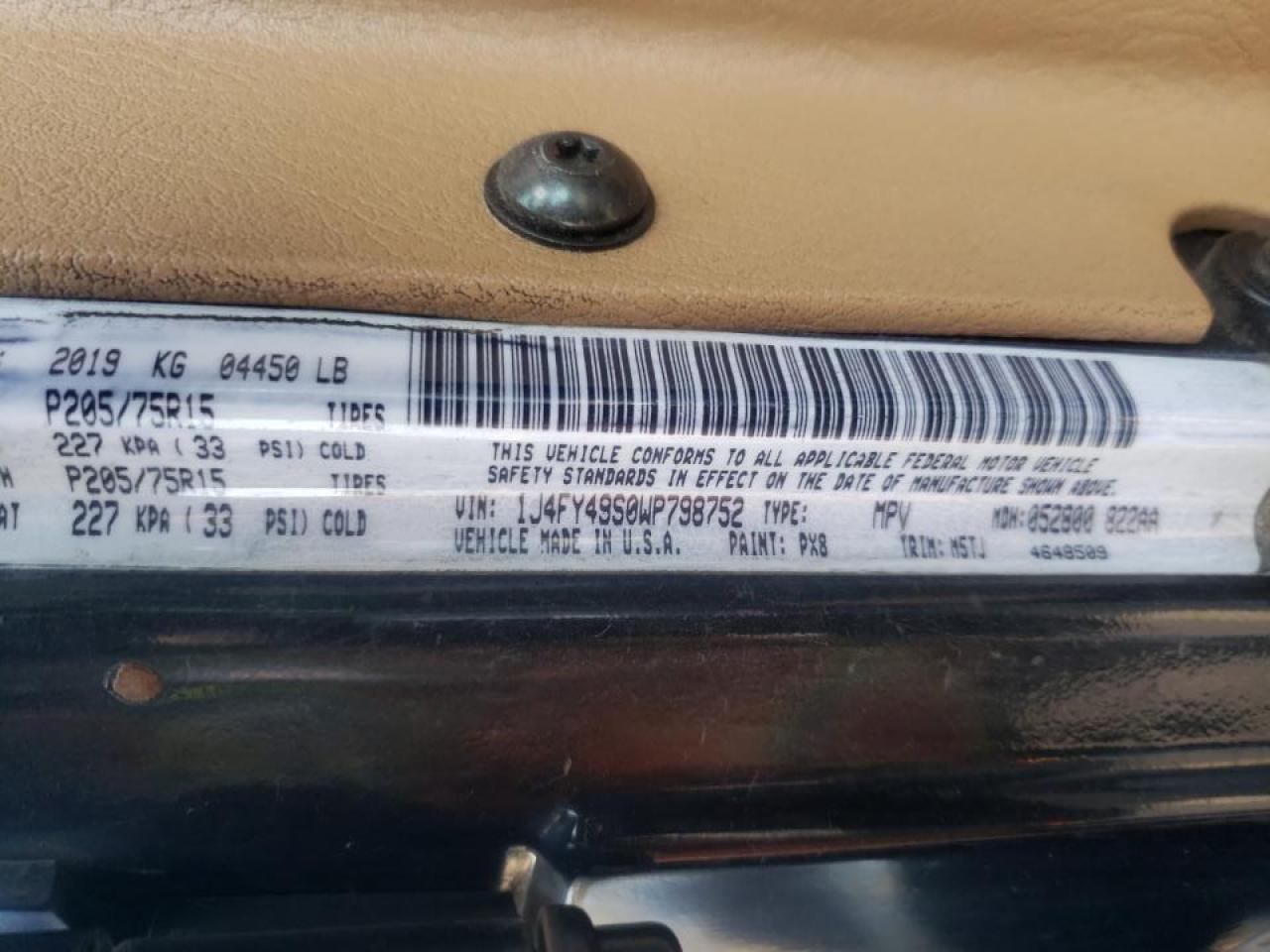 Photo 10 from auction – 1998 JEEP WRANGLER / with VIN 1J4FY49S0WP798752