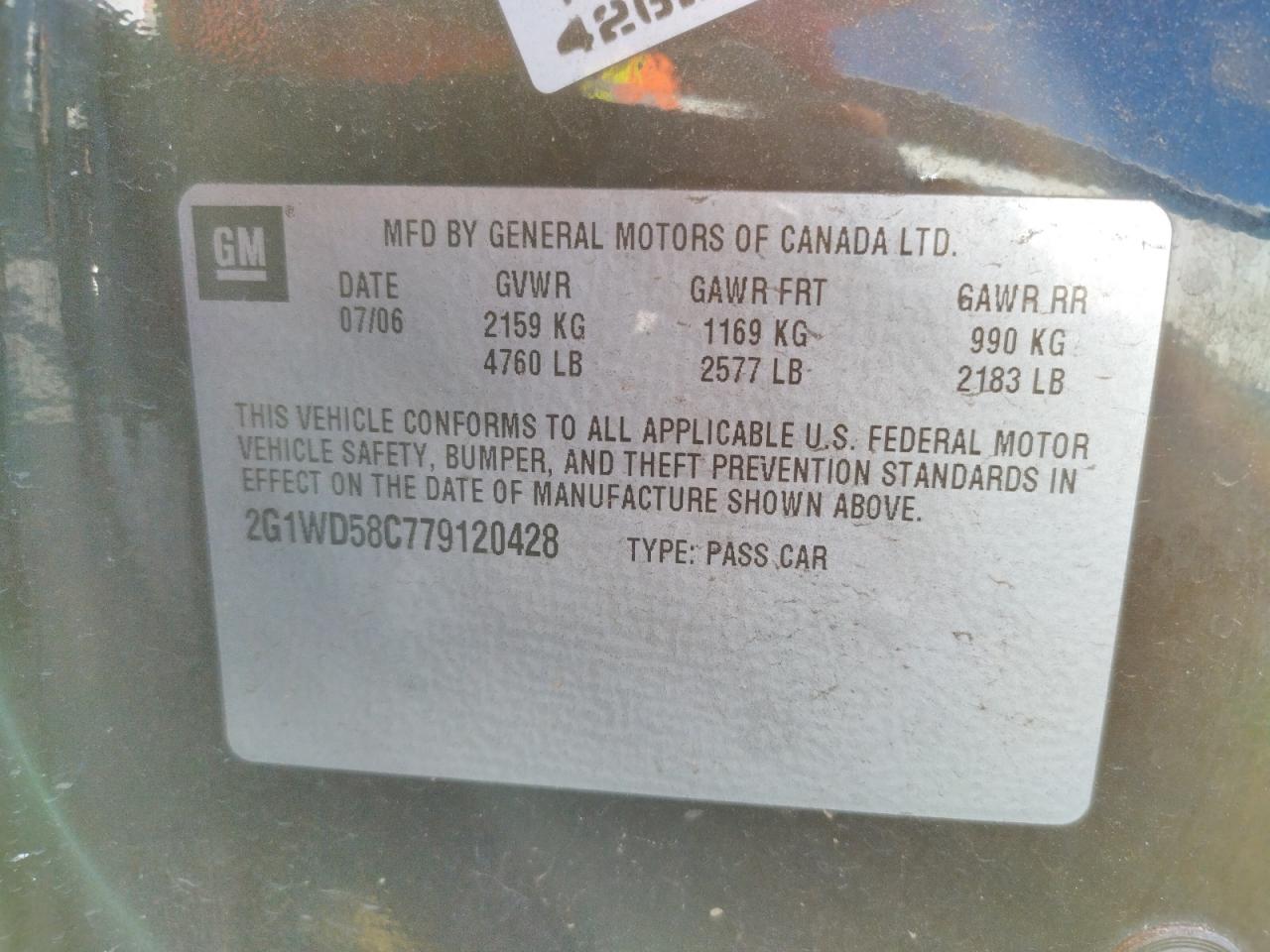 Photo 10 from auction – 2007 CHEVROLET IMPALA SUP with VIN 2G1WD58C779120428
