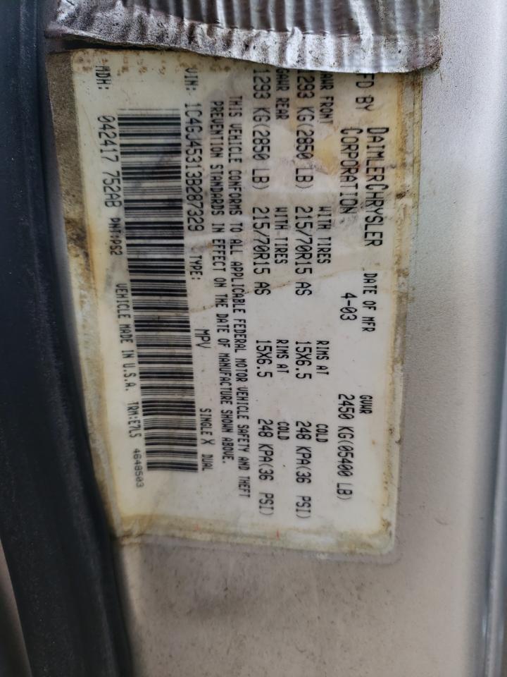Photo 10 from auction – 2003 CHRYSLER VOYAGER LX with VIN 1C4GJ45313B287329