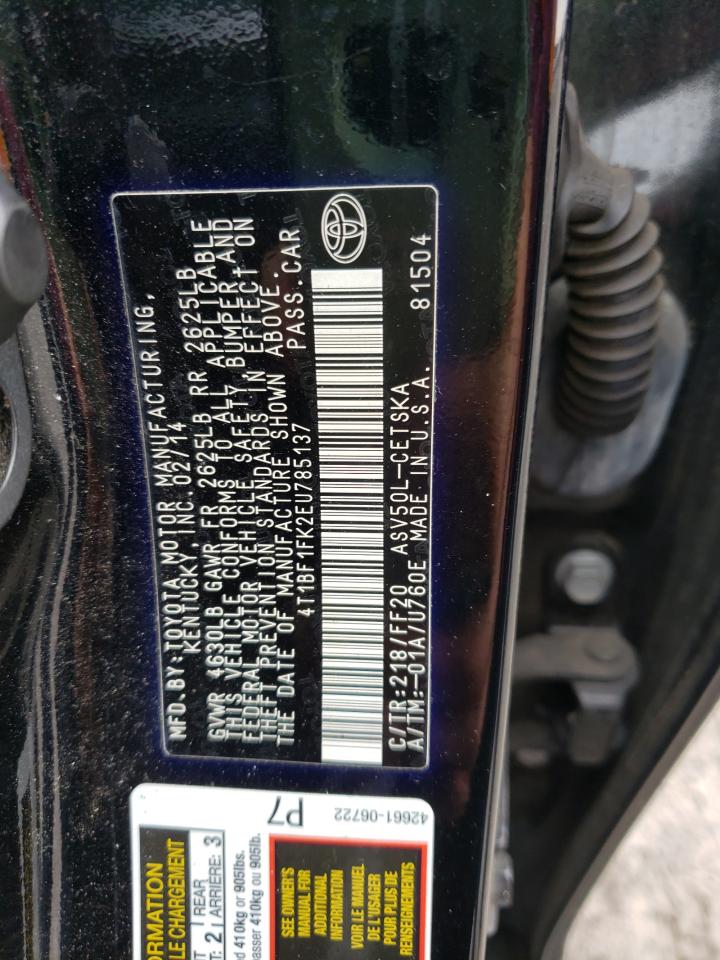 Photo 10 from auction – 2014 TOYOTA CAMRY L with VIN 4T1BF1FK2EU785137