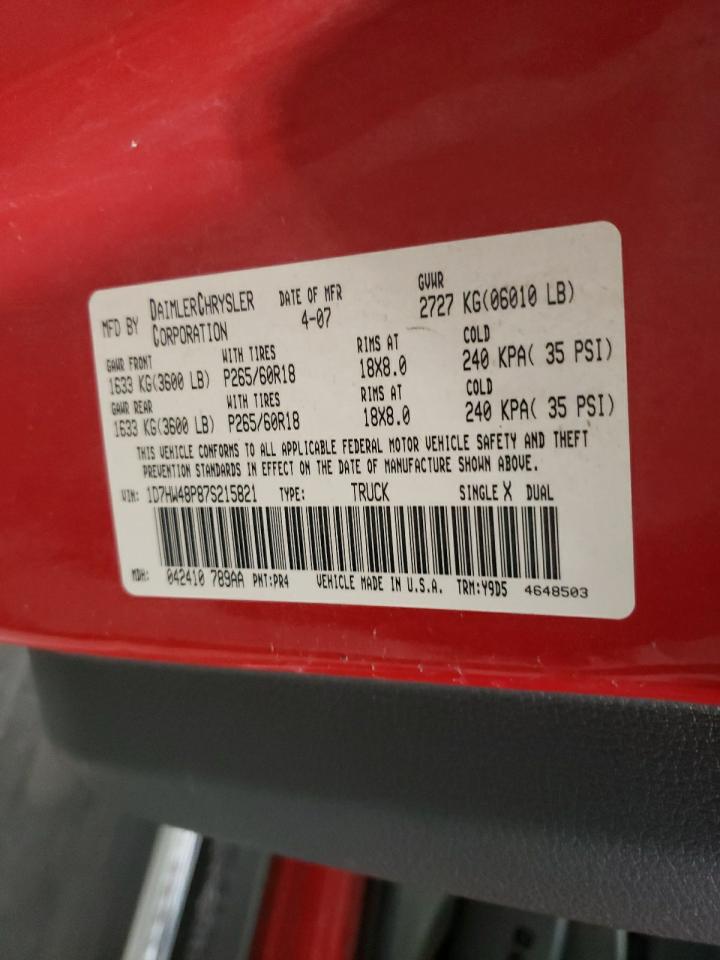 Photo 10 from auction – 2007 DODGE DAKOTA QUA with VIN 1D7HW48P87S215821