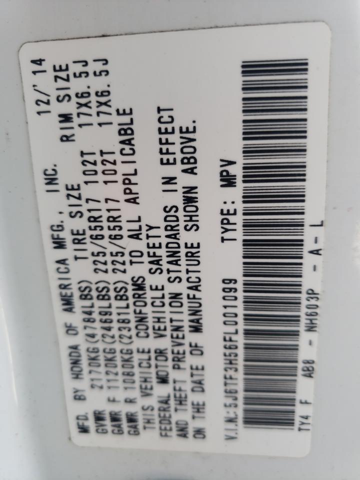 Photo 10 from auction – 2015 HONDA CROSSTOUR with VIN 5J6TF3H56FL001099