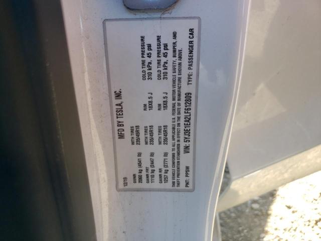 Photo 10 from auction – 2020 TESLA MODEL 3 with VIN 5YJ3E1EA2LF612809
