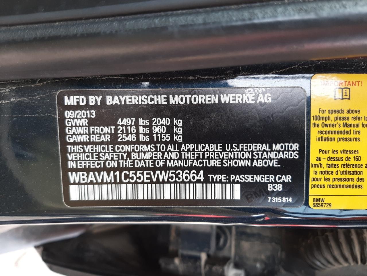 Photo 10 from auction – 2014 BMW X1 SDRIVE2 with VIN WBAVM1C55EVW53664