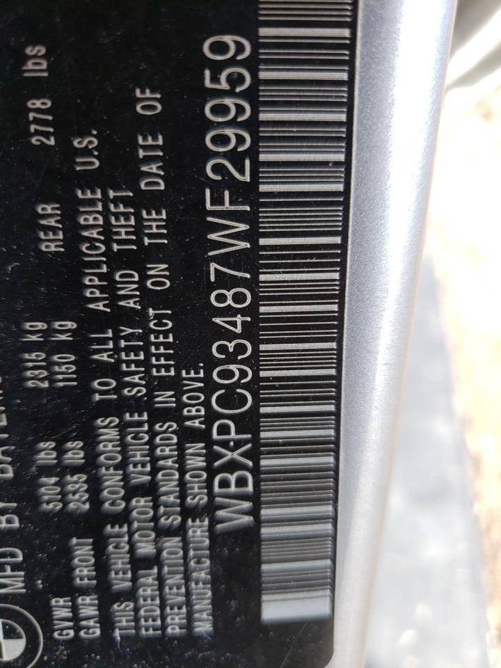 Photo 10 from auction – 2007 BMW X3 3.0SI with VIN WBXPC93487WF29959