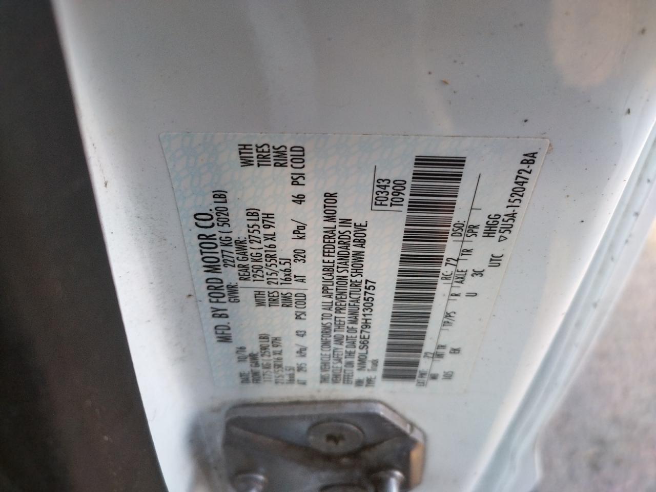 Photo 10 from auction – 2017 FORD TRANSIT CO with VIN NM0LS6E79H1305757