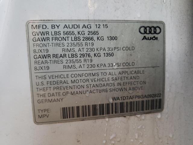 Photo 10 from auction – 2016 AUDI Q5 PREMIUM with VIN WA1D7AFP8GA092822