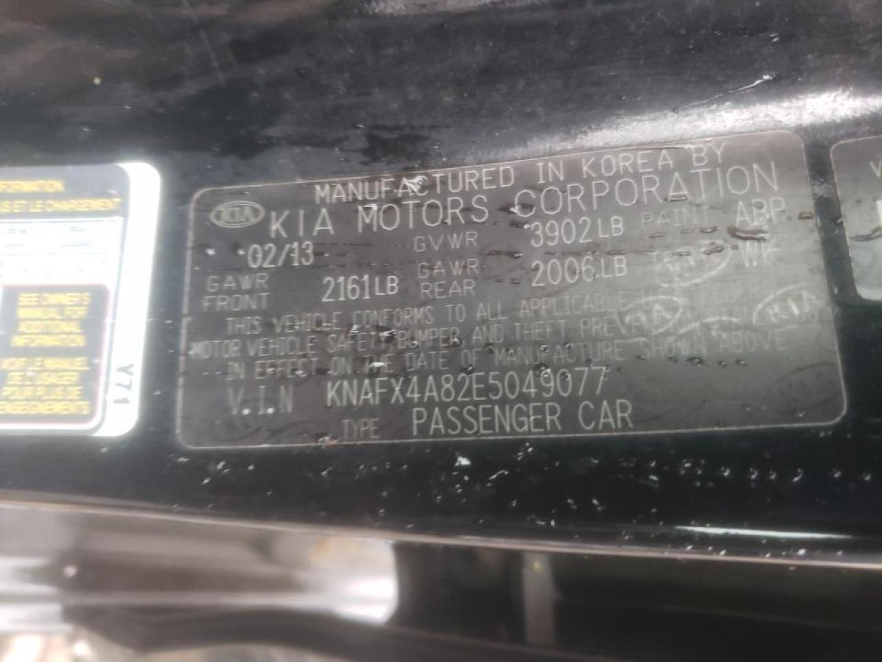 Photo 10 from auction – 2014 KIA FORTE EX with VIN KNAFX4A82E5049077