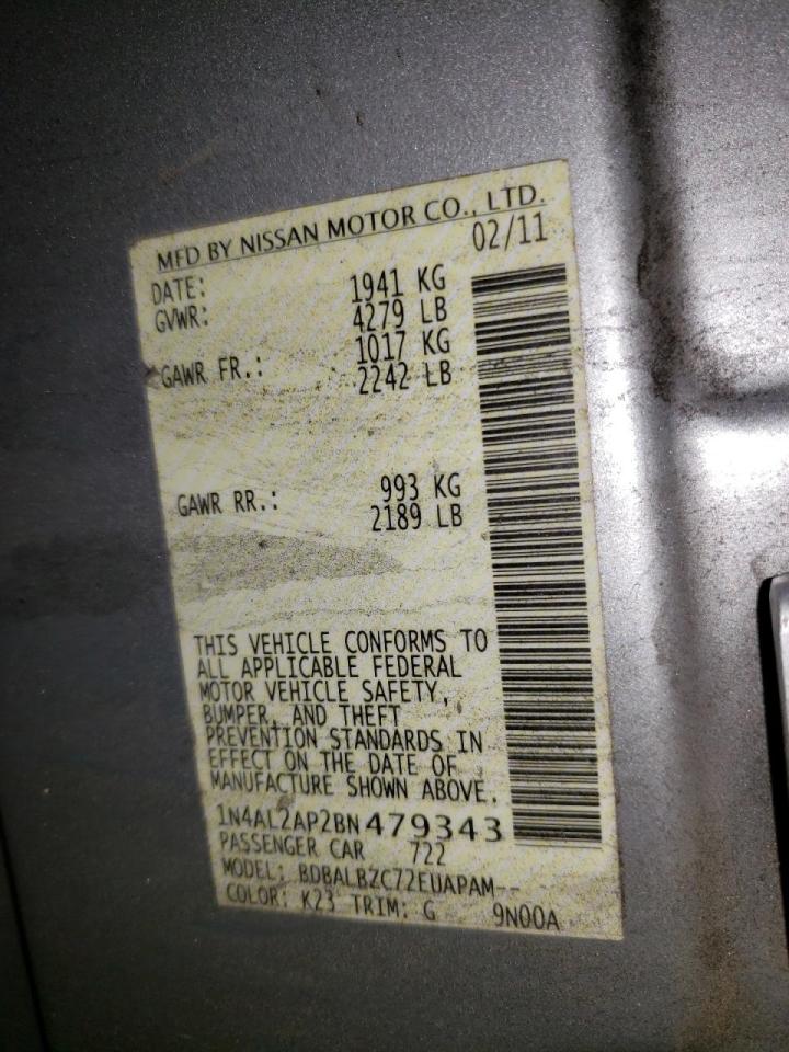 Photo 10 from auction – 2011 NISSAN ALTIMA BAS with VIN 1N4AL2AP2BN479343