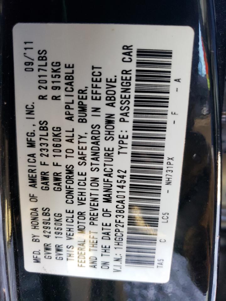 Photo 10 from auction – 2012 HONDA ACCORD LX with VIN 1HGCP2F38CA014542